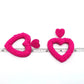 Hand Woven Rose Red Heart Charm Pendant Earrings